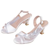Fashionable high heeled sandals, women's rhinestone buckle, slim heeled fish mouth sandals
