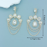 Colored rhinestone exaggerated earrings, fashionable ethnic style pendant, multi-layer earrings