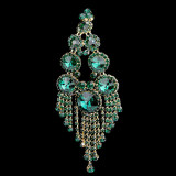 Fashionable geometric rhinestone tassel earrings with exaggerated personality
