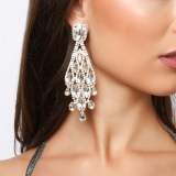 Colored Diamond Earrings, Personalized, Fashionable, Shining, Full Diamond Droplet Earrings