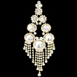 Fashionable geometric rhinestone tassel earrings with exaggerated personality