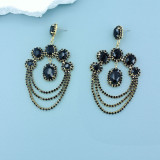 Colored rhinestone exaggerated earrings, fashionable ethnic style pendant, multi-layer earrings