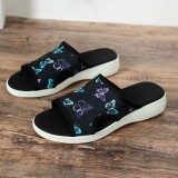 Denim butterfly hollow casual sandals and casual slippers