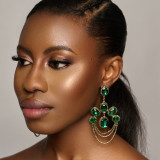 Colored rhinestone exaggerated earrings, fashionable ethnic style pendant, multi-layer earrings