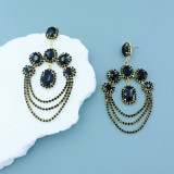 Colored rhinestone exaggerated earrings, fashionable ethnic style pendant, multi-layer earrings