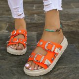 Metal willow nail flat bottom slippers for women wearing summer exposed toe sandals with a straight line flip flop sandal