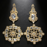 Spicy girl retro style exaggerated earrings for women's geometric flower shaped earrings, high-end accessories for evening parties