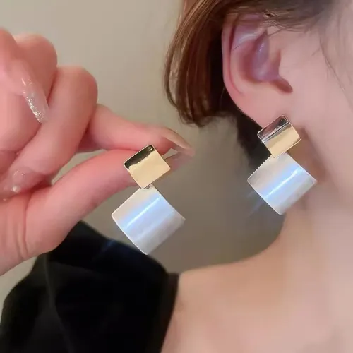 Metal geometric earrings, high-end French style earrings, niche earrings for women in summer