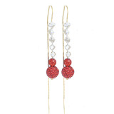 Red full diamond ball, long zircon tassel earrings, fashionable and elegant, exquisite earrings and earrings