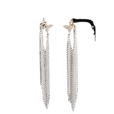 Silver Needle New Trendy and Advanced, Exquisite and Luxury Butterfly Galaxy Waterfall Tassel Earrings, Versatile and Stylish Earrings