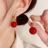 Set with zircon and two pearl earrings, fashionable and compact earrings, elegant earrings, and earrings