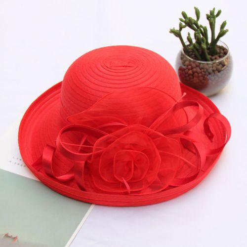 Sunscreen sun hat, organza flower mesh sun hat, spring/summer foldable women's rolled edge top hat