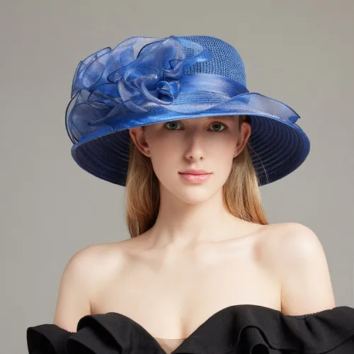 Summer New Women's Elegant Eugenia Flower Pot Hat Outdoor Sun Hat Sunshade and Sunscreen
