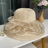 Summer New Women's Elegant Eugenia Flower Pot Hat Outdoor Sun Hat Sunshade and Sunscreen