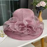 Summer New Women's Elegant Eugenia Flower Pot Hat Outdoor Sun Hat Sunshade and Sunscreen