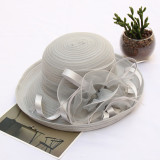 Sunscreen sun hat, organza flower mesh sun hat, spring/summer foldable women's rolled edge top hat