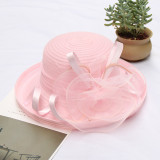 Sunscreen sun hat, organza flower mesh sun hat, spring/summer foldable women's rolled edge top hat