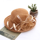 Sunscreen sun hat, organza flower mesh sun hat, spring/summer foldable women's rolled edge top hat