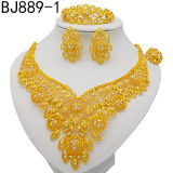 Multi layered long necklace exaggerated set gold-plated handmade long chain