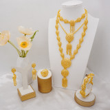 Three layer plated 24k gold necklace, bride set, jewelry, bracelet, earring, ring