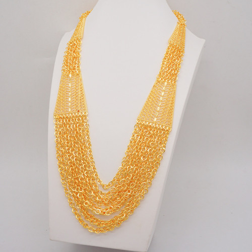 Multi layered handmade necklace set with electroplated 24K true gold color