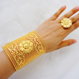 24K alloy large bracelet ring set bracelet