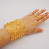 Carving Craft 24k Gold Plated Bracelet Ring Set