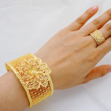 Zinc alloy non allergic electroplating gold large bracelet ring set wedding accessories