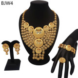 24K gold-plated banquet necklace, bracelet, ring, earring set