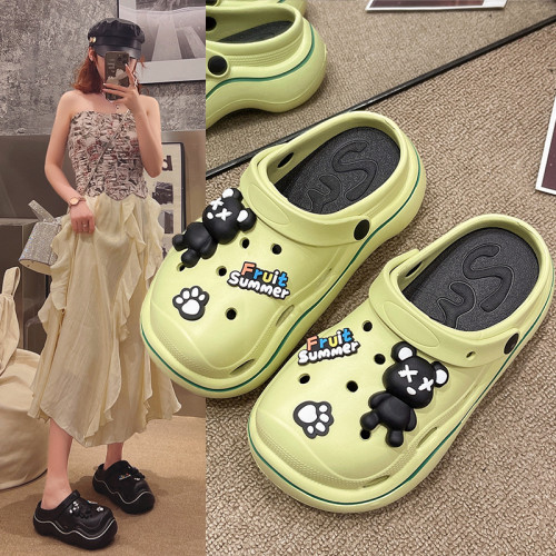 EVA hole shoes for women with thick soles, women's sandals and slippers, cute toe caps, student cartoons