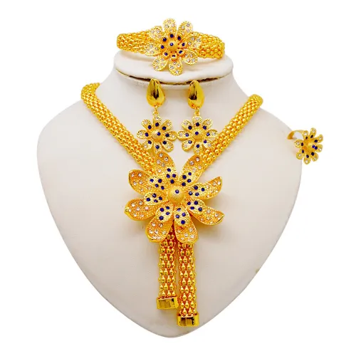 24k Necklace Set Bride Wedding Fashion Jewelry