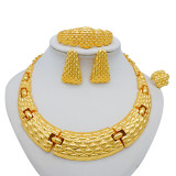 Snake pattern gold-plated large necklace set, bracelet, ring, earring, necklace set