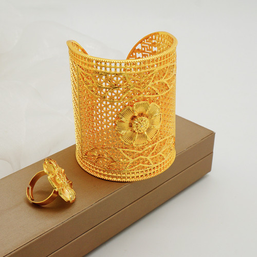 24K alloy large bracelet ring set bracelet