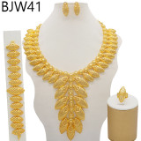 24K gold-plated banquet necklace, bracelet, ring, earring set