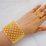 Zinc alloy non allergic electroplating gold large bracelet ring set wedding accessories