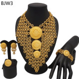 24K gold-plated banquet necklace, bracelet, ring, earring set