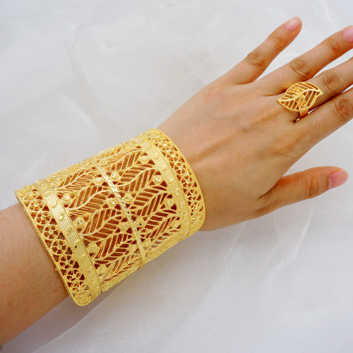 24K alloy large bracelet ring set bracelet