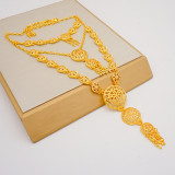 Three layer plated 24k gold necklace, bride set, jewelry, bracelet, earring, ring