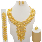 24K gold-plated banquet necklace, bracelet, ring, earring set