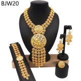 24K gold-plated banquet necklace, bracelet, ring, earring set