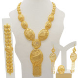 24K gold-plated banquet necklace, bracelet, ring, earring set