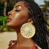 Cut and embossed exaggerated large earrings