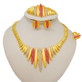 Diamond alloy necklace set, earrings, rings, bracelets, wedding and dinner accessories