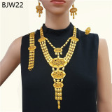24K gold-plated banquet necklace, bracelet, ring, earring set