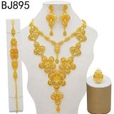 Multi layered handmade necklace set with electroplated 24K true gold color