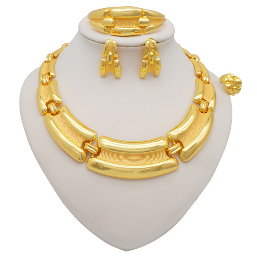 24k gold-plated exaggerated diamond necklace set