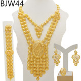 24K gold-plated banquet necklace, bracelet, ring, earring set