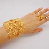 Carving Craft 24k Gold Plated Bracelet Ring Set