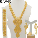 24K gold-plated banquet necklace, bracelet, ring, earring set