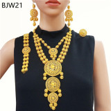 24K gold-plated banquet necklace, bracelet, ring, earring set